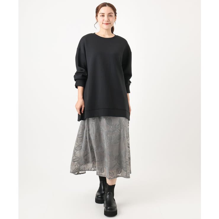 【大きいサイズ】オーガンジーフロッキープリントスカート | eur3 | 詳細画像3 