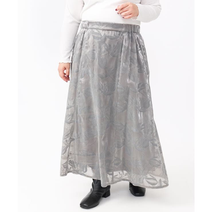 【大きいサイズ】オーガンジーフロッキープリントスカート | eur3 | 詳細画像6 