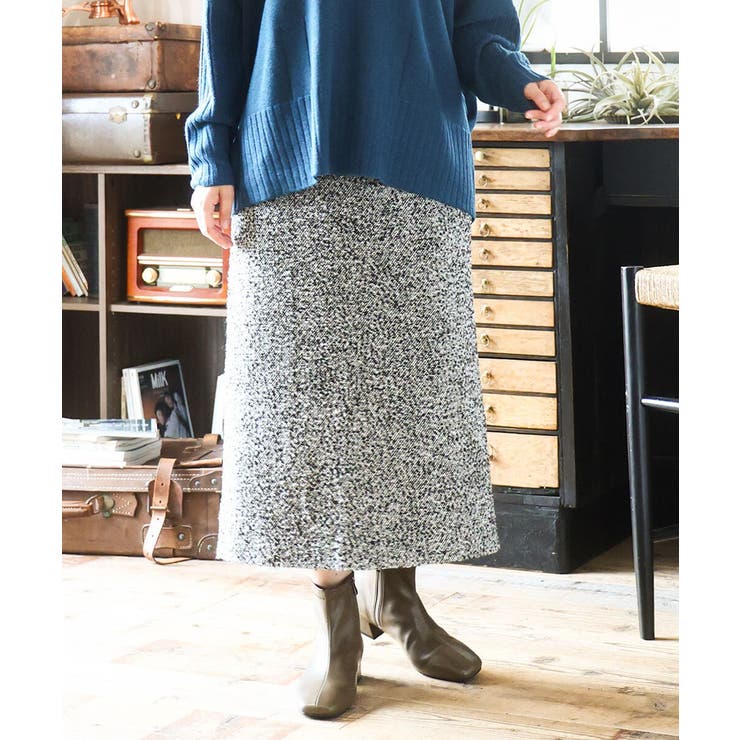 ダークグレー(93) | 【大きいサイズ/a.v.v×eur3】ツイードタイトスカート | eur3