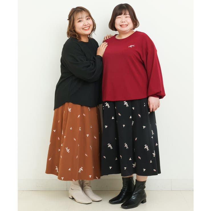 【大きいサイズ/soso×eur3】リーフ刺繍スカート | eur3 | 詳細画像19 