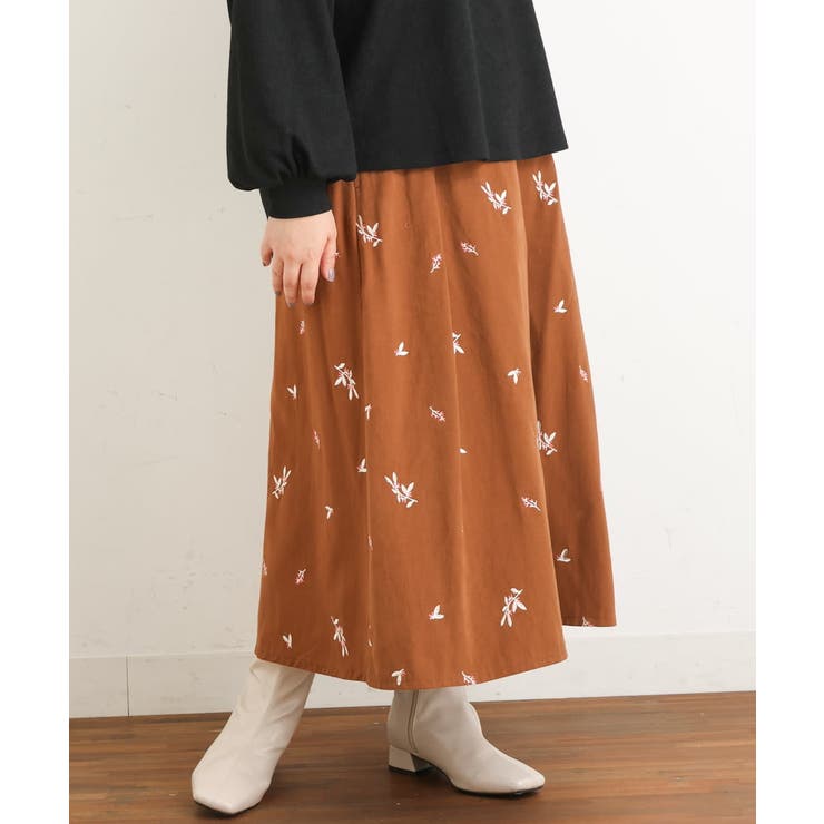 【大きいサイズ/soso×eur3】リーフ刺繍スカート | eur3 | 詳細画像2 