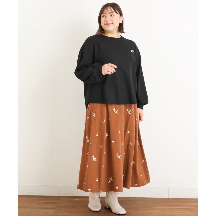 【大きいサイズ/soso×eur3】リーフ刺繍スカート | eur3 | 詳細画像4 