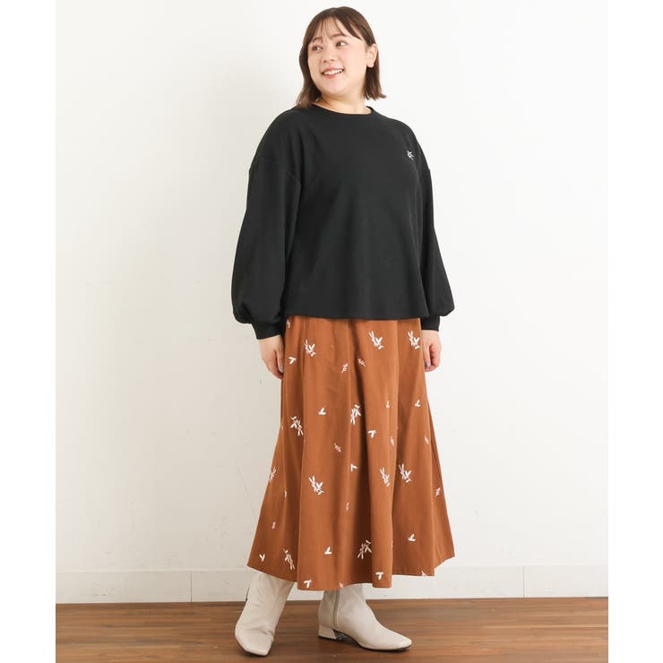 【大きいサイズ/soso×eur3】リーフ刺繍スカート | eur3 | 詳細画像5 