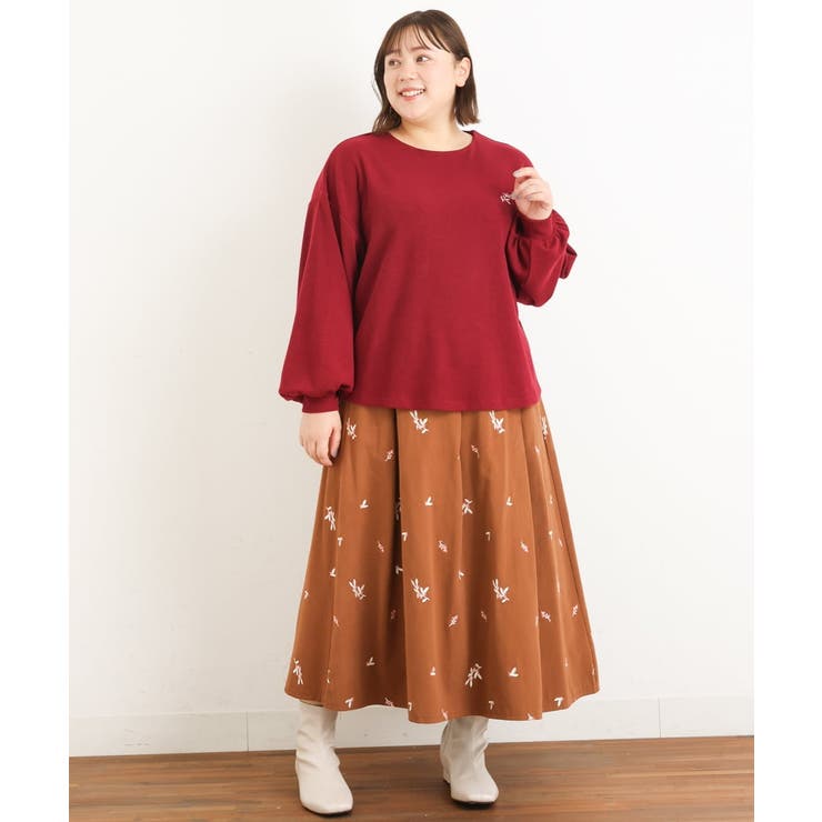 【大きいサイズ/soso×eur3】リーフ刺繍スカート | eur3 | 詳細画像7 