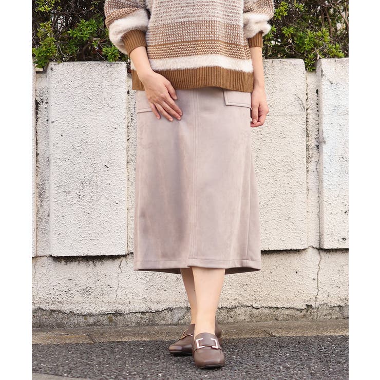 ベージュ(82) | 【大きいサイズ】マシュマロタッチフェイクスエードスカート | eur3