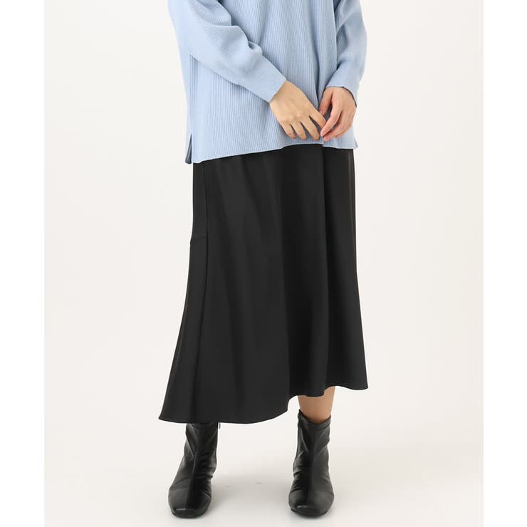 ブラック(94) | 【大きいサイズ】サテンバックフレアスカート | eur3