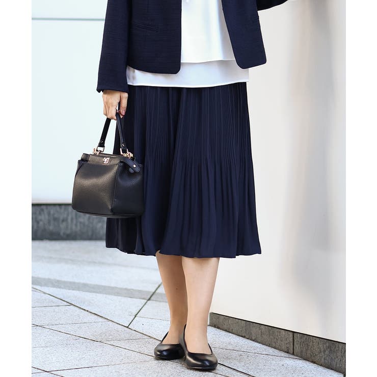 ネイビー(57) | 【大きいサイズ】シフォンプリーツスカート | eur3