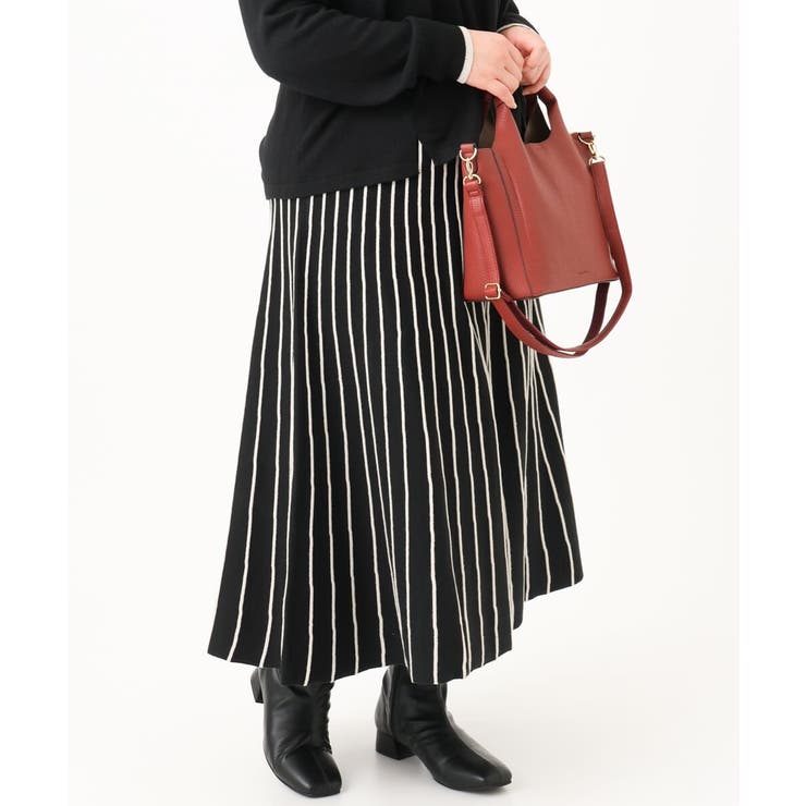 ブラック(94) | 【大きいサイズ】バルキーアクリルストライプスカート | eur3