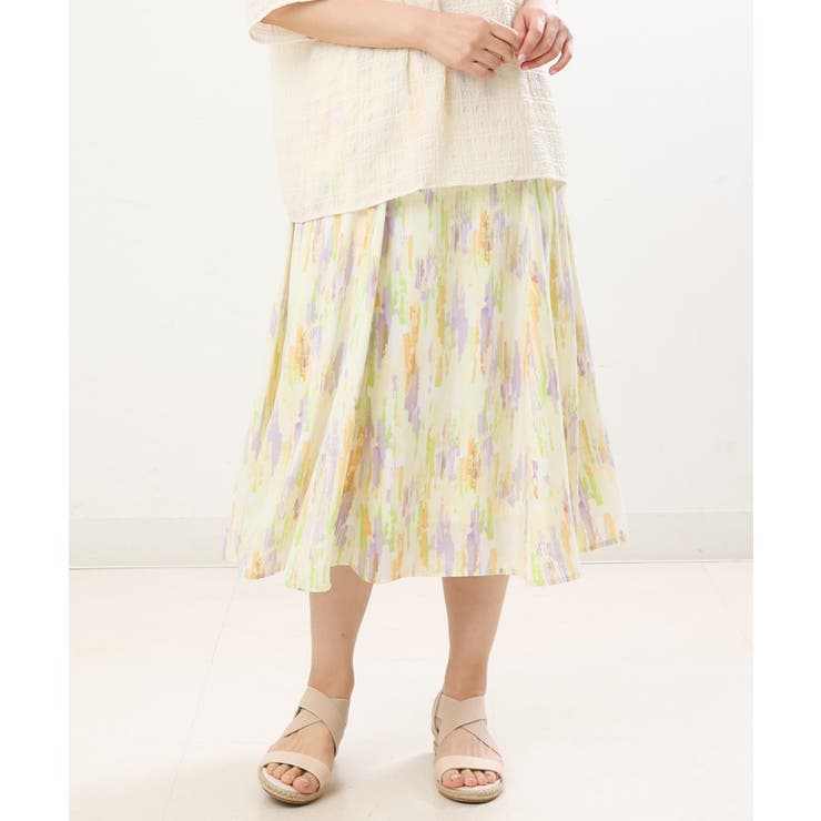 【大きいサイズ】ニュアンスプリントスカート | eur3 | 詳細画像1 