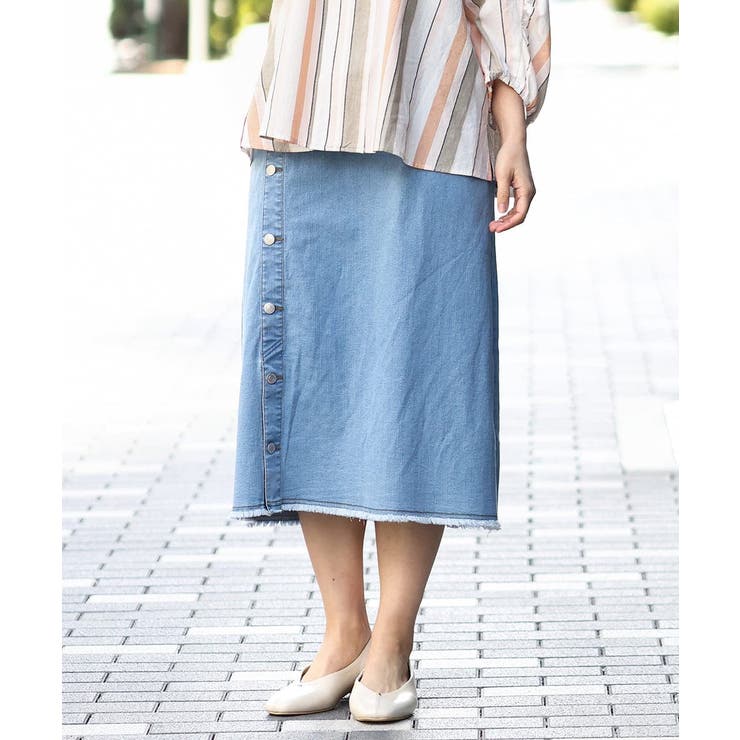 ブルー(55) | 【大きいサイズ】デニムタイトスカート | eur3