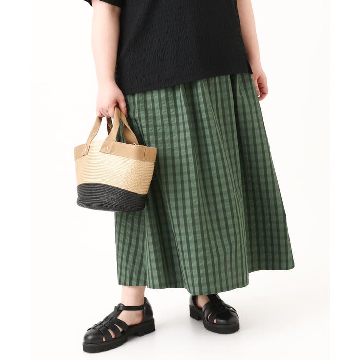 大きいサイズ/soso×eur3】ギンガムチェックスカート[品番：ITKW0017588