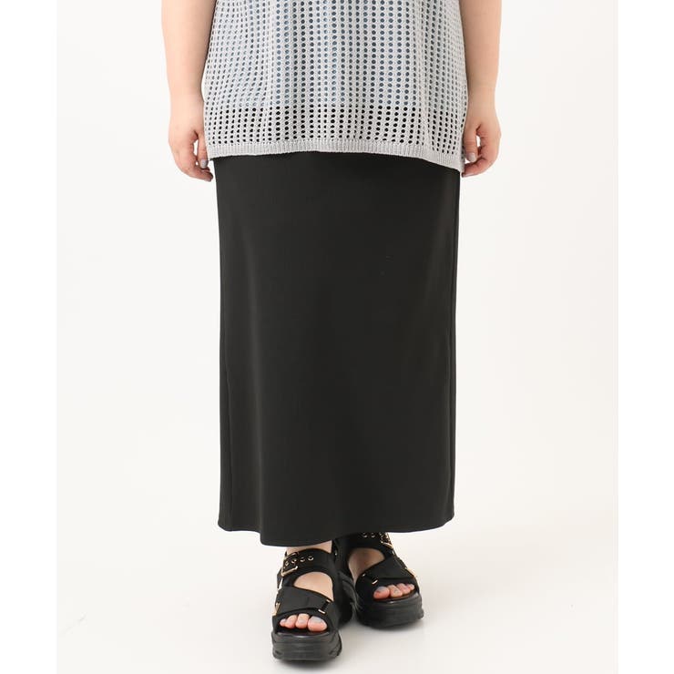 ブラック(94) | 【追加販売】【大きいサイズ】リブカットタイトスカート | eur3