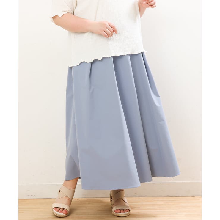 【大きいサイズ/a.v.v×eur3】撥水タックフレアスカート | eur3 | 詳細画像7 