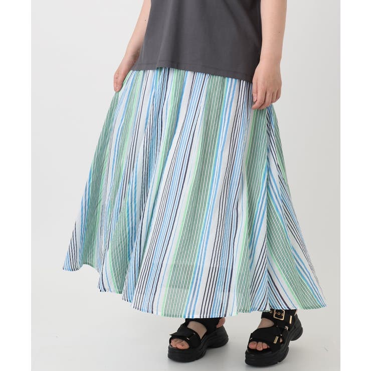 ライトブルー(50) | 【大きいサイズ】コットンボイルサマースカート | eur3