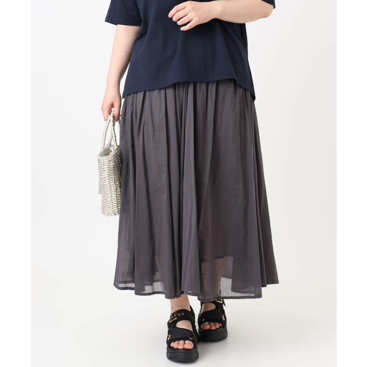 ダークグレー(93) | 【大きいサイズ】コットンボイルサマースカート | eur3