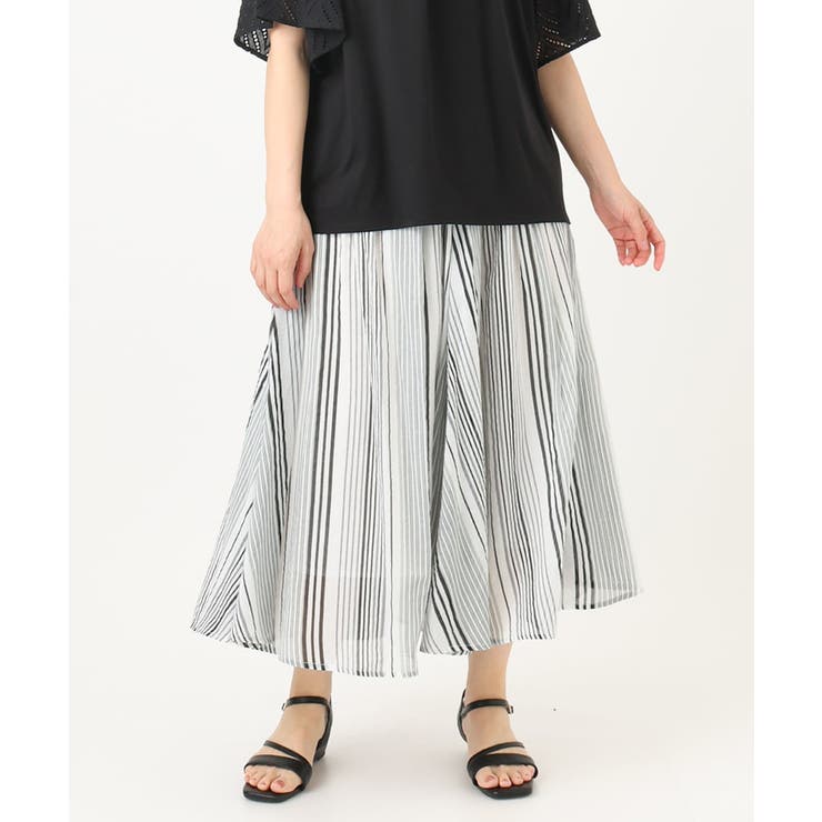 ブラック(94) | 【大きいサイズ】コットンボイルサマースカート | eur3