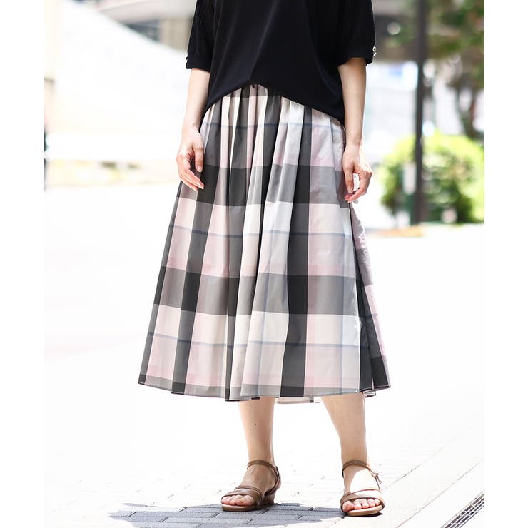 ピンク(03) | 【大きいサイズ/a.v.v×eur3】ビックチェックタフタスカート | eur3