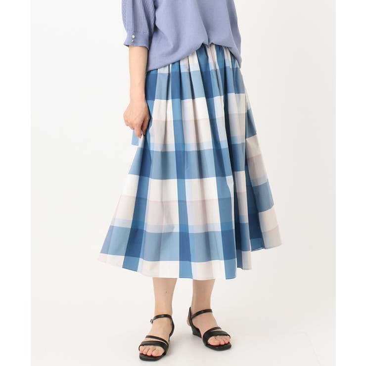 ブルー(55) | 【大きいサイズ/a.v.v×eur3】ビックチェックタフタスカート | eur3