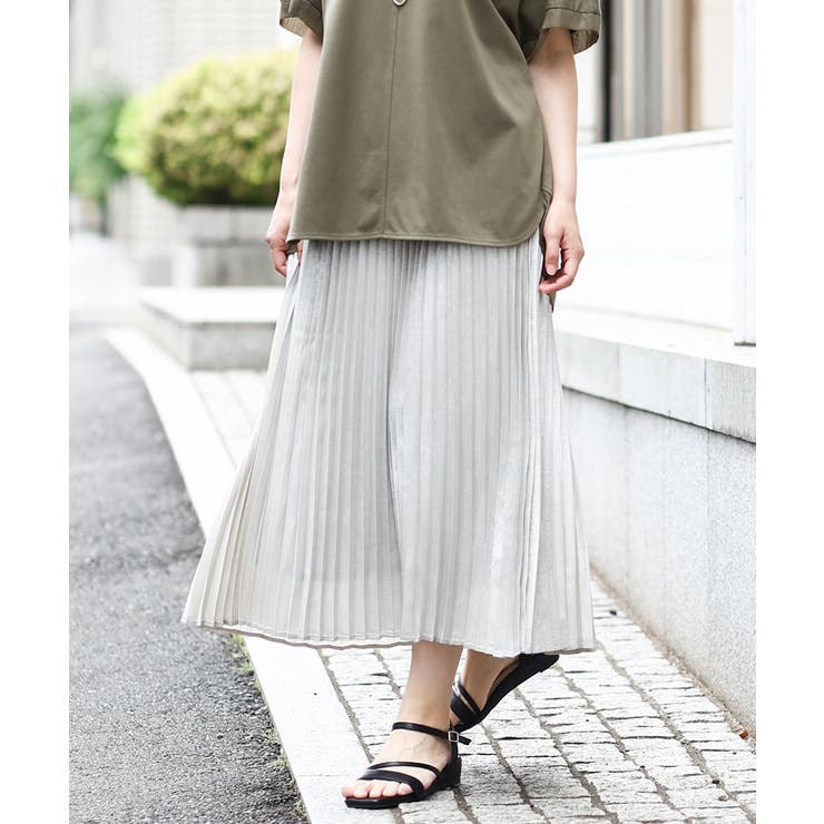 シルバー(96) | 【大きいサイズ】プリーツスカート | eur3
