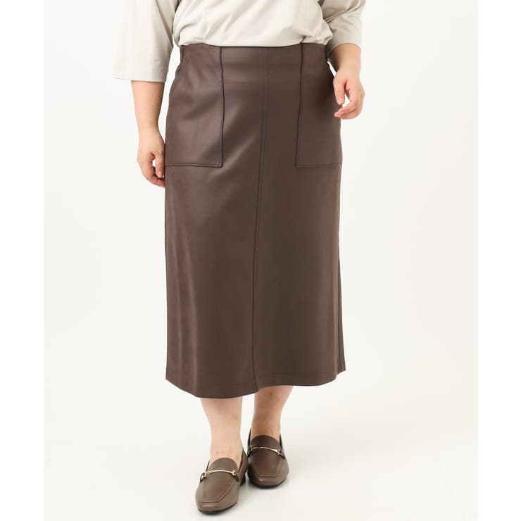 【大きいサイズ】フェイクレザータイトスカート | eur3 | 詳細画像1 