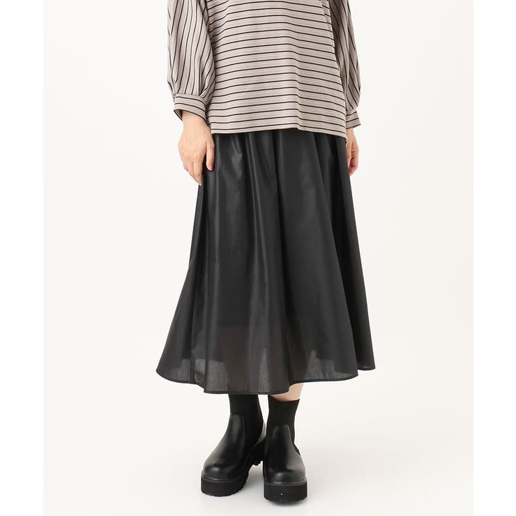 ブラック(94) | 【大きいサイズ】チンツフレアスカート | eur3