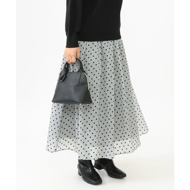 グレー(92) | 【大きいサイズ】フロッキードットシアースカート | eur3