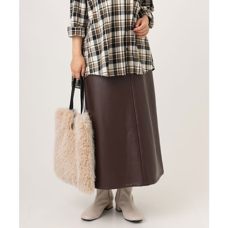 ダークブラウン(87) | 【大きいサイズ】フェイクレザースカート | eur3