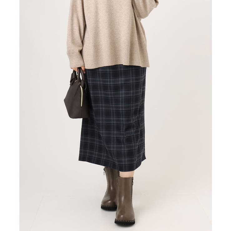 ネイビー(57) | 【大きいサイズ】チェックタイトスカート | eur3