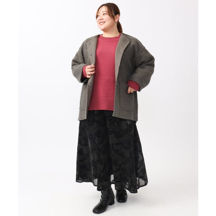 【大きいサイズ】ループブークレリバーシブルコート | eur3 | 詳細画像21 