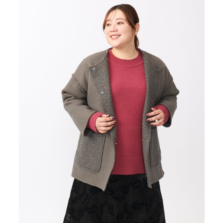 【大きいサイズ】ループブークレリバーシブルコート | eur3 | 詳細画像22 