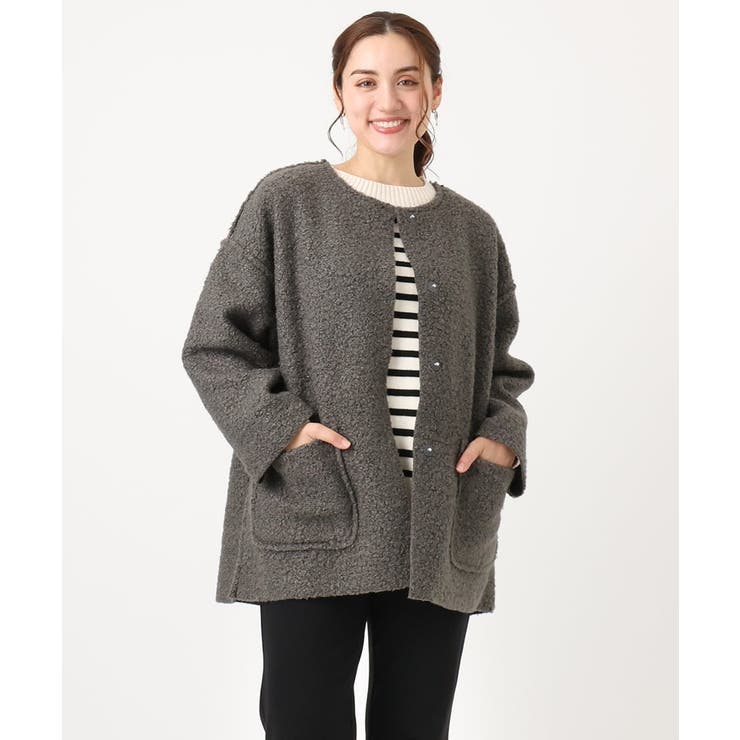 【大きいサイズ】ループブークレリバーシブルコート | eur3 | 詳細画像5 