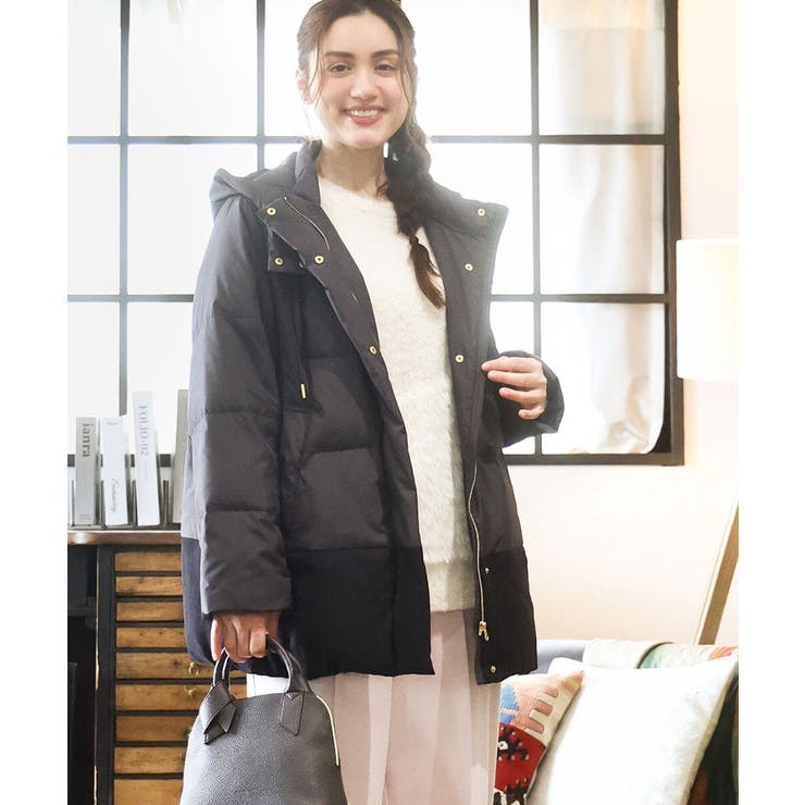 ダークグレー(93) | 【大きいサイズ】異素材ショートダウンジャケット | eur3