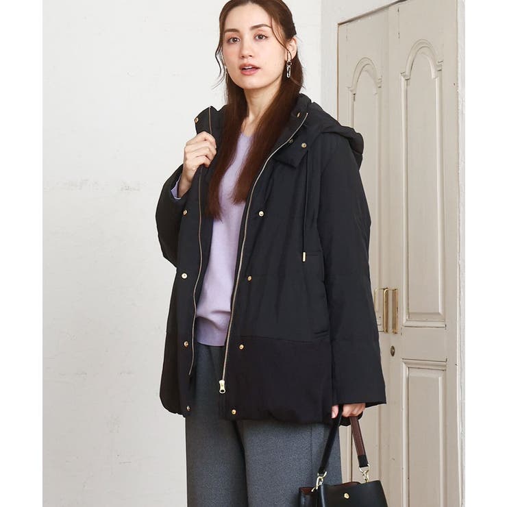 ブラック(94) | 【大きいサイズ】異素材ショートダウンジャケット | eur3