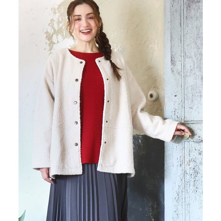 【大きいサイズ】ブークレノーカラージャケット | eur3 | 詳細画像2