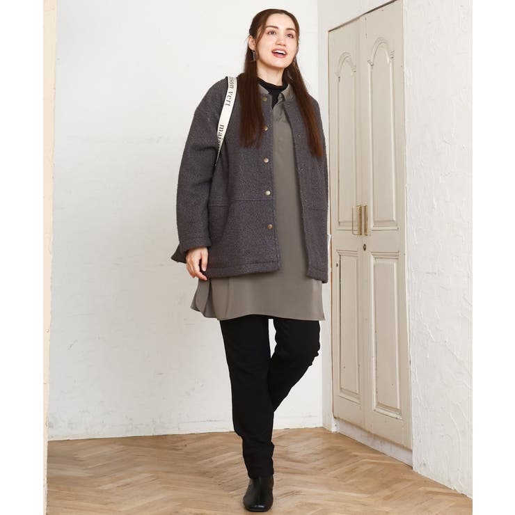 【大きいサイズ】ブークレノーカラージャケット | eur3 | 詳細画像29