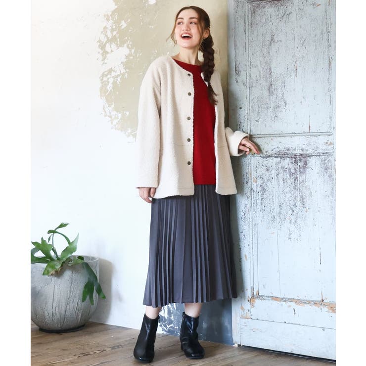 【大きいサイズ】ブークレノーカラージャケット | eur3 | 詳細画像4