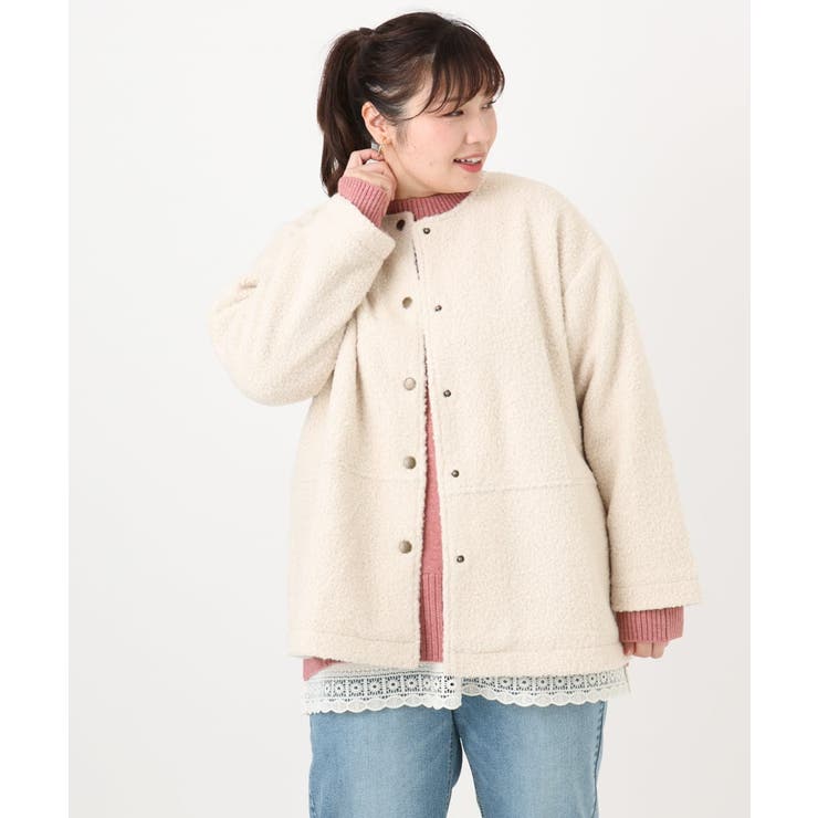 【大きいサイズ】ブークレノーカラージャケット | eur3 | 詳細画像6