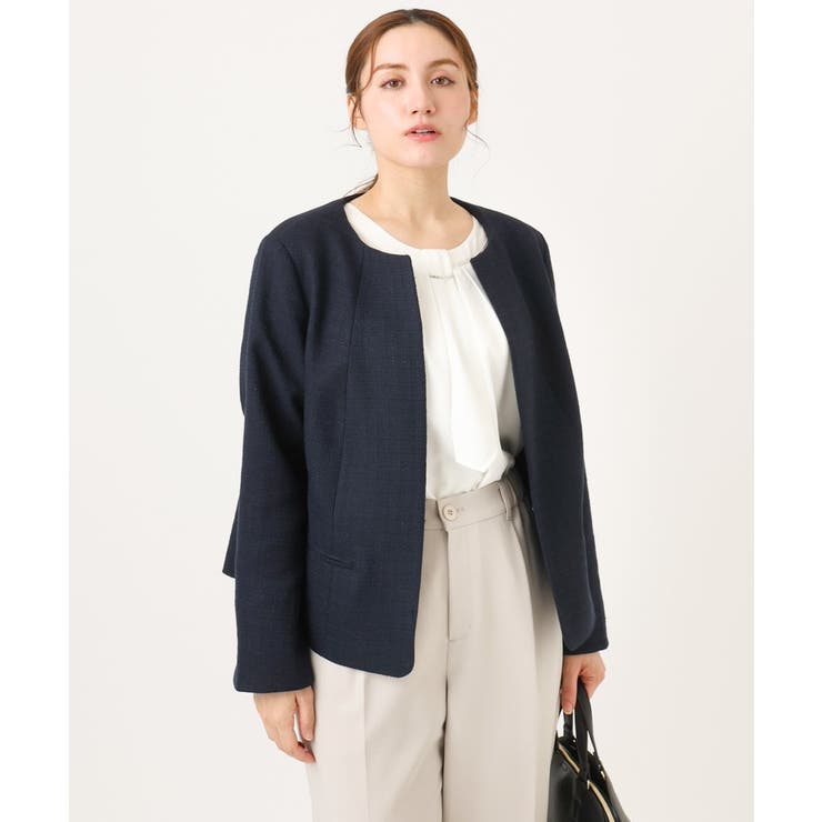 【大きいサイズ】ノーカラーツイードジャケット | eur3 | 詳細画像10 