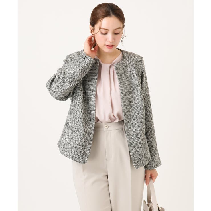【大きいサイズ】ノーカラーツイードジャケット | eur3 | 詳細画像17 