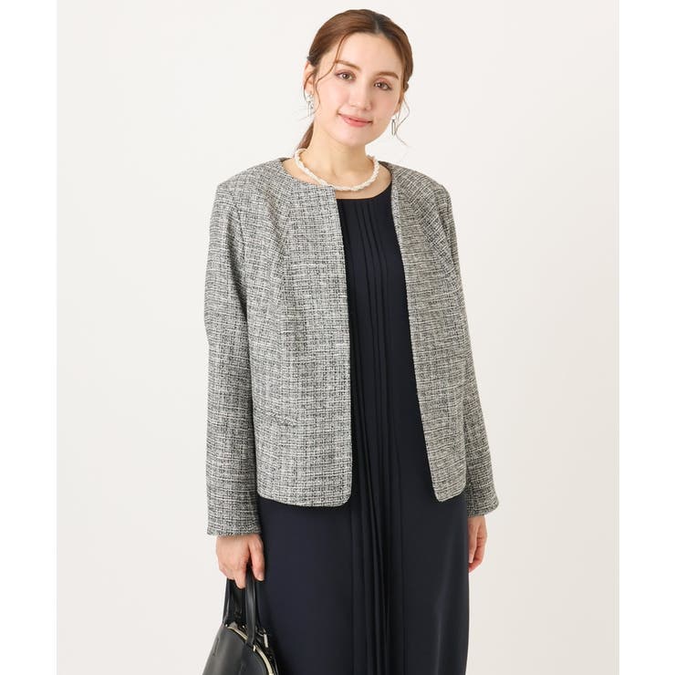 【大きいサイズ】ノーカラーツイードジャケット | eur3 | 詳細画像23 
