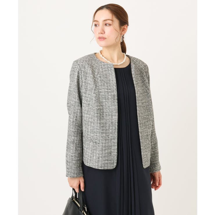 【大きいサイズ】ノーカラーツイードジャケット | eur3 | 詳細画像24 