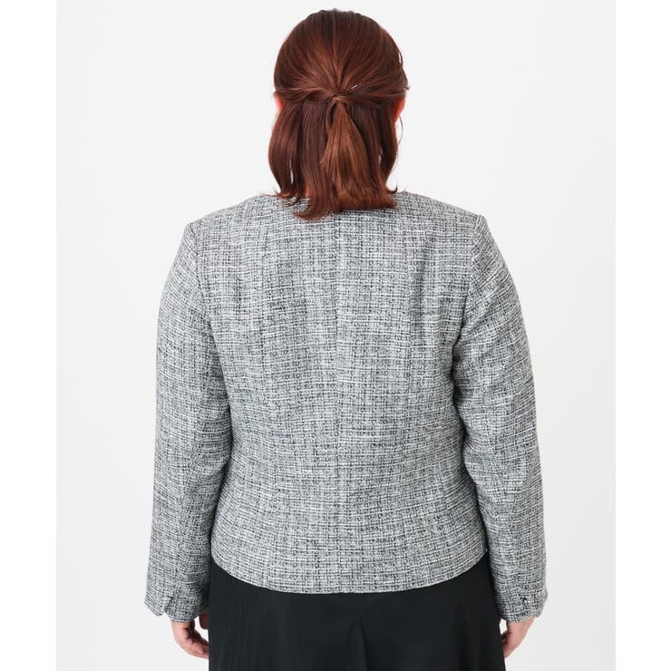 【大きいサイズ】ノーカラーツイードジャケット | eur3 | 詳細画像35 