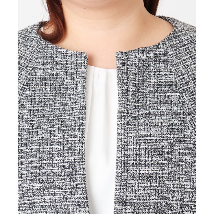 【大きいサイズ】ノーカラーツイードジャケット | eur3 | 詳細画像36 