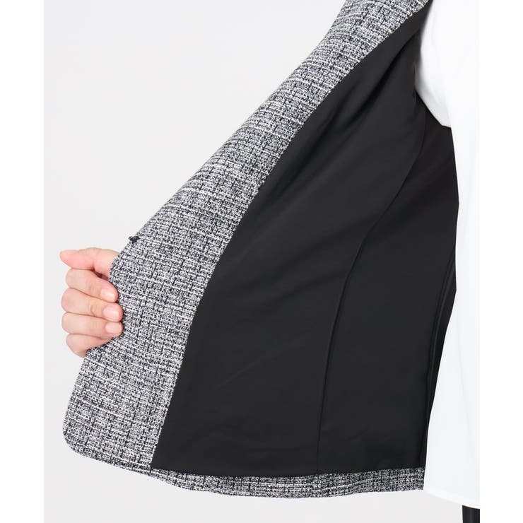 【大きいサイズ】ノーカラーツイードジャケット | eur3 | 詳細画像42 