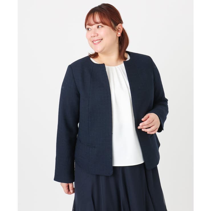 【大きいサイズ】ノーカラーツイードジャケット | eur3 | 詳細画像6 