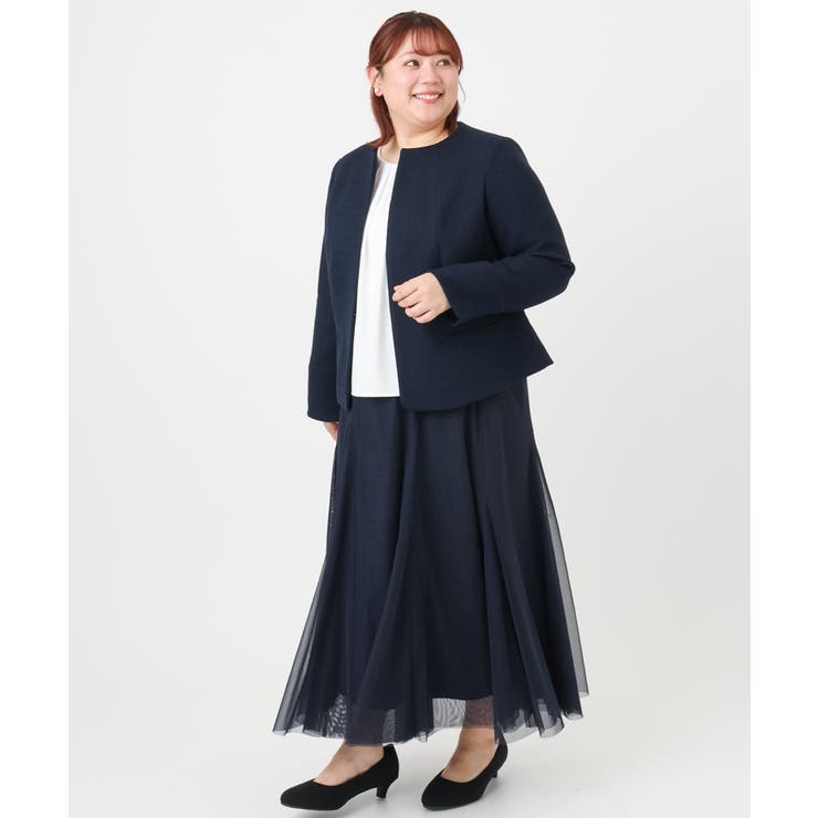 【大きいサイズ】ノーカラーツイードジャケット | eur3 | 詳細画像7 