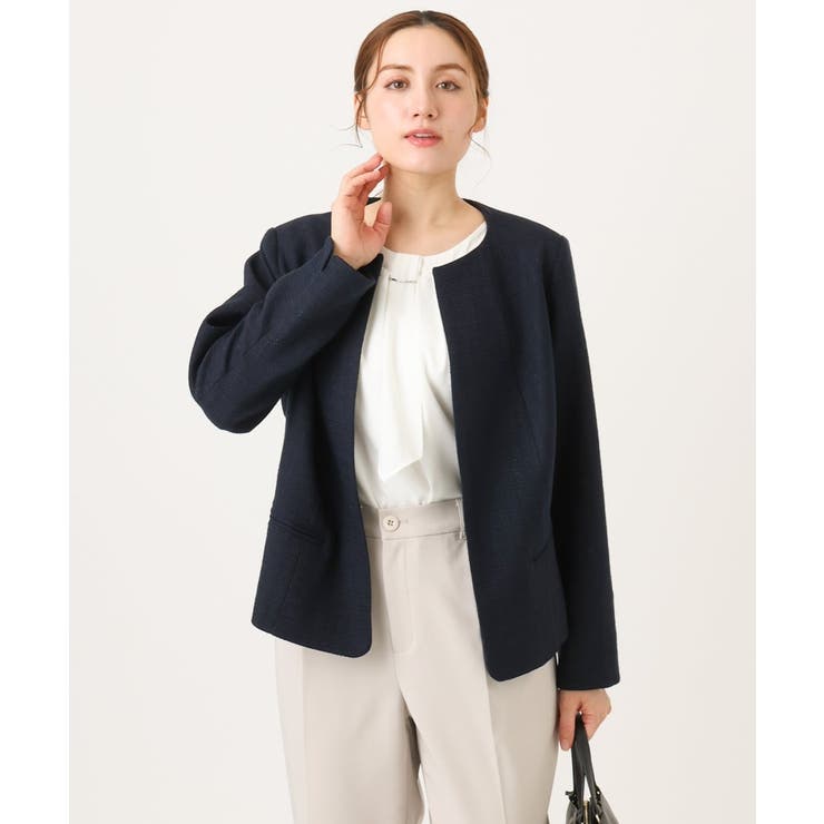 【大きいサイズ】ノーカラーツイードジャケット | eur3 | 詳細画像9 