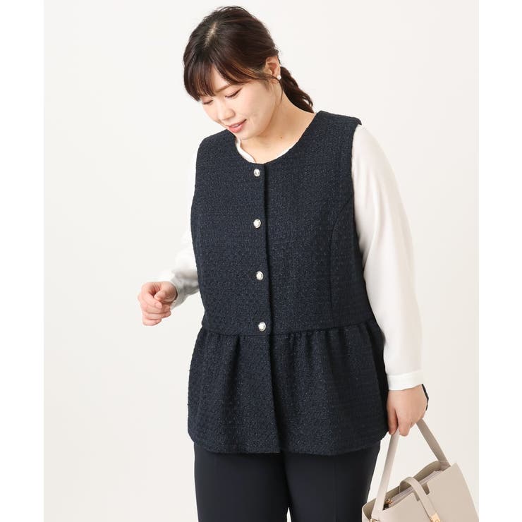 【大きいサイズ】ツイードペプラムジレ | eur3 | 詳細画像10 