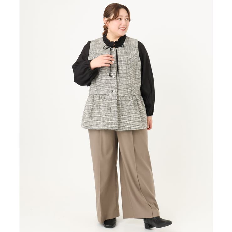 【大きいサイズ】ツイードペプラムジレ | eur3 | 詳細画像29 