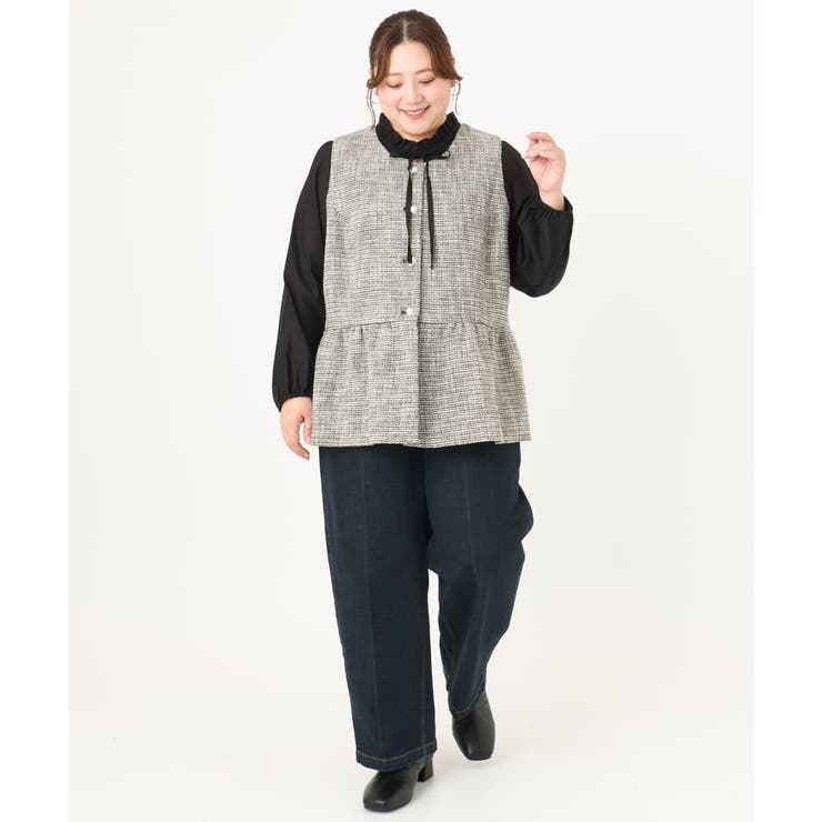 【大きいサイズ】ツイードペプラムジレ | eur3 | 詳細画像31 